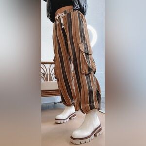 POL Brown and Black Striped Joggers